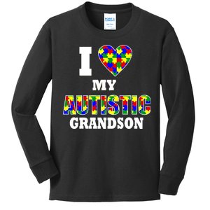 I Love My Autistic Grandson Autism Kids Long Sleeve Shirt