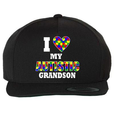 I Love My Autistic Grandson Autism Wool Snapback Cap