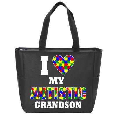 I Love My Autistic Grandson Autism Zip Tote Bag