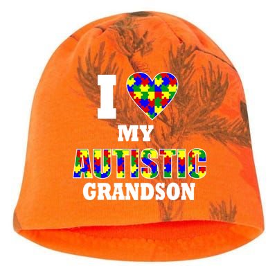 I Love My Autistic Grandson Autism Kati - Camo Knit Beanie