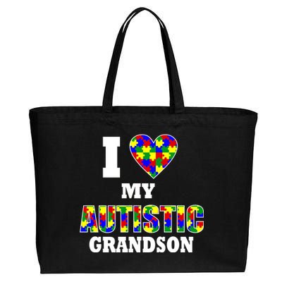 I Love My Autistic Grandson Autism Cotton Canvas Jumbo Tote