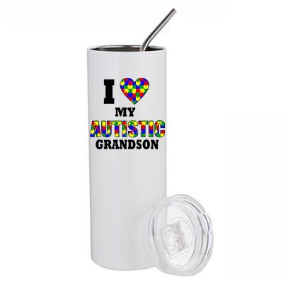 I Love My Autistic Grandson Autism Stainless Steel Tumbler