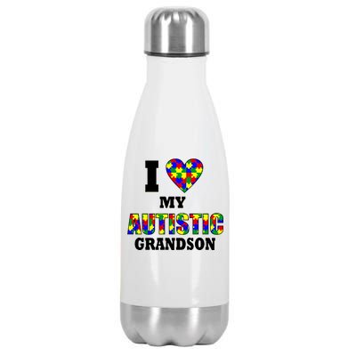 I Love My Autistic Grandson Autism Stainless Steel Insulated Water Bottle