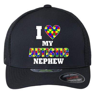 I Love My Autistic Nephew Autism Flexfit Unipanel Trucker Cap