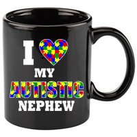 I Love My Autistic Nephew Autism 11oz C Handle Ceramic Mug