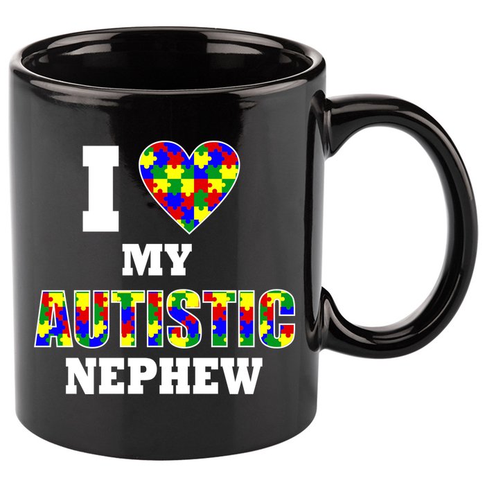I Love My Autistic Nephew Autism 11oz C Handle Ceramic Mug