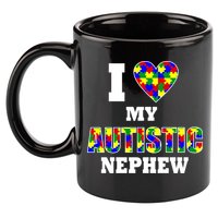 I Love My Autistic Nephew Autism 11oz C Handle Ceramic Mug