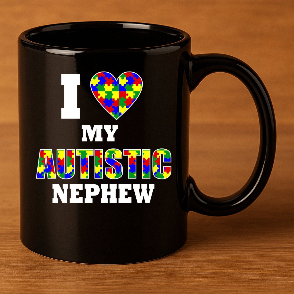 I Love My Autistic Nephew Autism 11oz C Handle Ceramic Mug