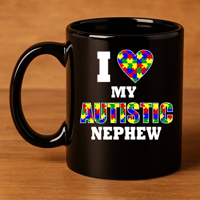 I Love My Autistic Nephew Autism 11oz C Handle Ceramic Mug