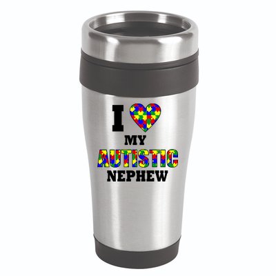 I Love My Autistic Nephew Autism 16oz Travel Tumbler