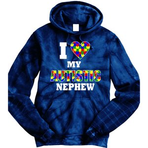 I Love My Autistic Nephew Autism Tie Dye Hoodie