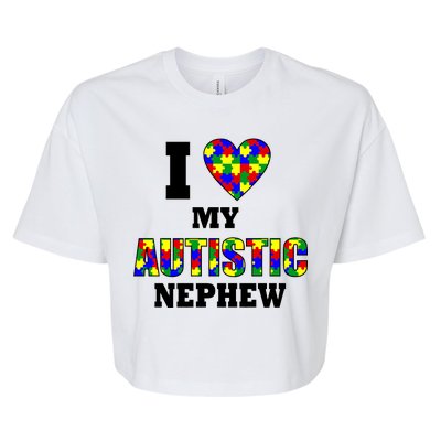 I Love My Autistic Nephew Autism Bella+Canvas Jersey Crop Tee