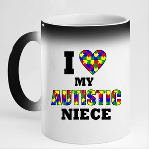 I Love My Autistic Niece Autism 11oz Black Color Changing Mug