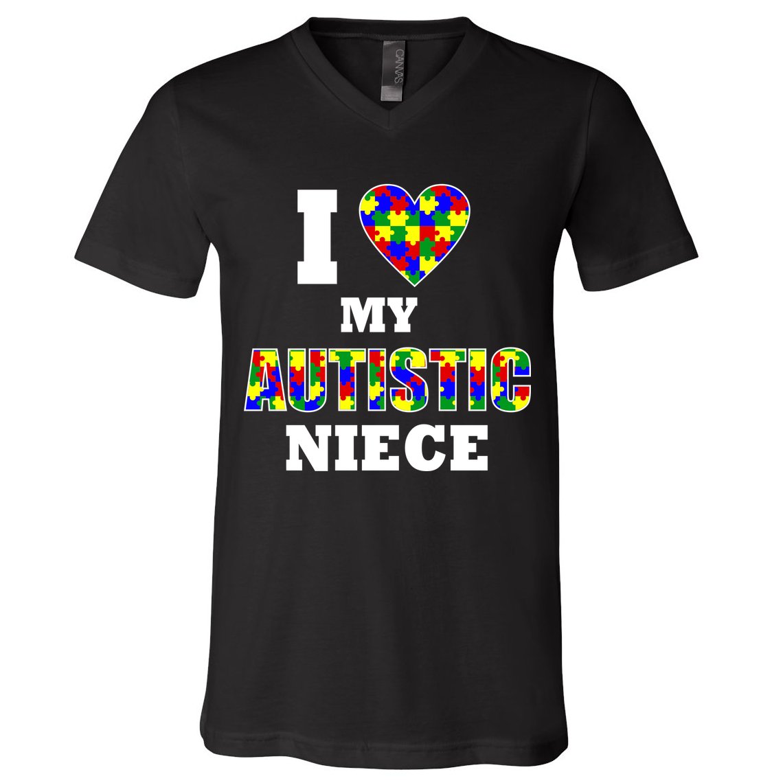 I Love My Autistic Niece Autism V-Neck T-Shirt