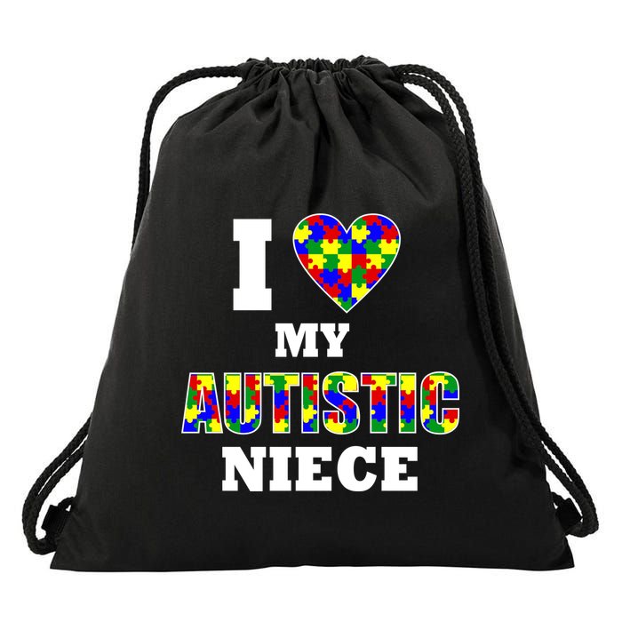 I Love My Autistic Niece Autism Drawstring Bag