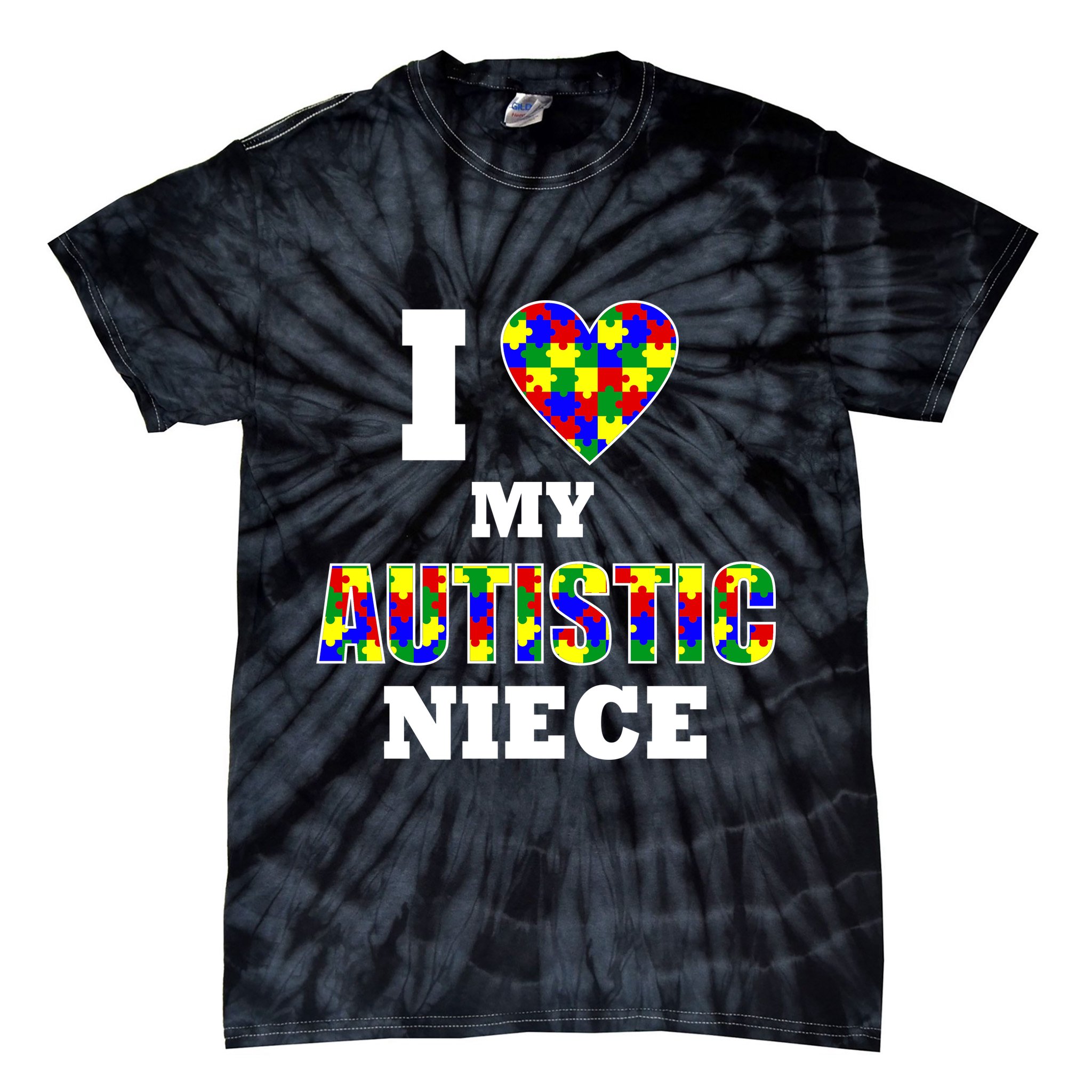 I Love My Autistic Niece Autism Tie-Dye T-Shirt