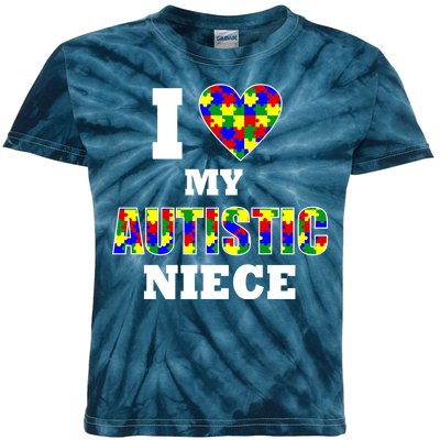 I Love My Autistic Niece Autism Kids Tie-Dye T-Shirt