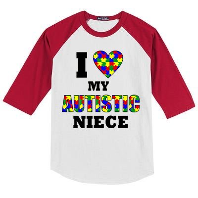 I Love My Autistic Niece Autism Kids Colorblock Raglan Jersey