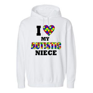 I Love My Autistic Niece Autism Garment-Dyed Fleece Hoodie