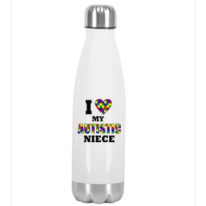 I Love My Autistic Niece Autism Stainless Steel Insulated Water Bottle