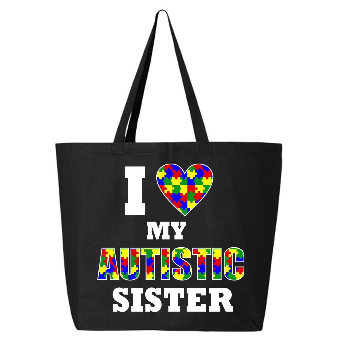 I Love My Autistic Sister Autism 25L Jumbo Tote