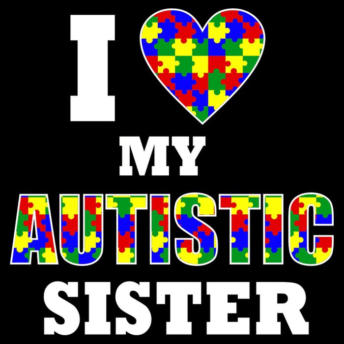I Love My Autistic Sister Autism Women's V-Neck T-Shirt