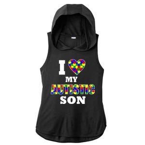 I Love My Autistic Son Autism Ladies PosiCharge Tri-Blend Wicking Draft Hoodie Tank