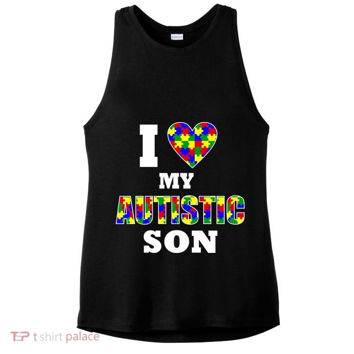 I Love My Autistic Son Autism Ladies PosiCharge Tri-Blend Wicking Tank