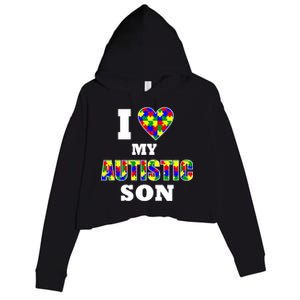 I Love My Autistic Son Autism Crop Fleece Hoodie