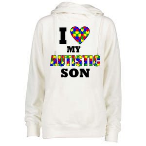 I Love My Autistic Son Autism Womens Funnel Neck Pullover Hood