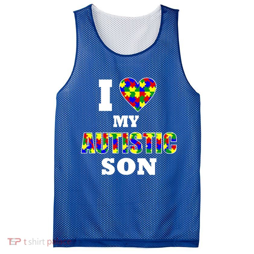 I Love My Autistic Son Autism Mesh Reversible Basketball Jersey Tank