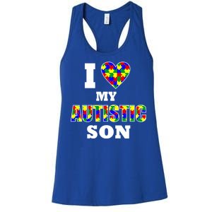 I Love My Autistic Son Autism Women's Racerback Tank