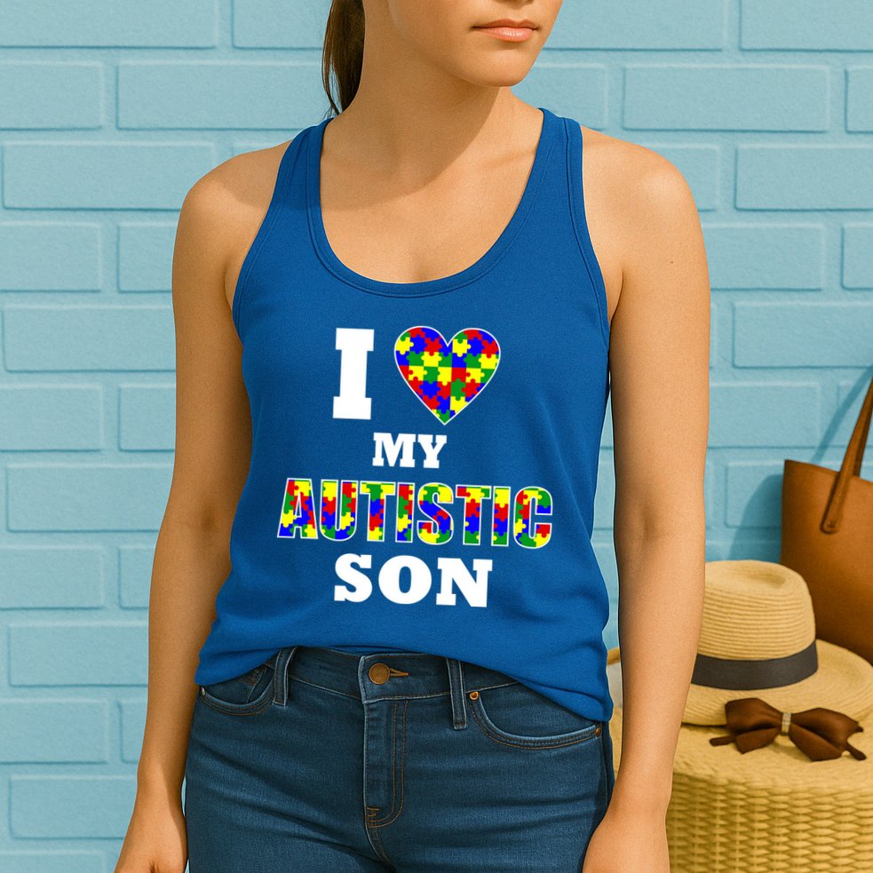 I Love My Autistic Son Autism Womens Tank Top