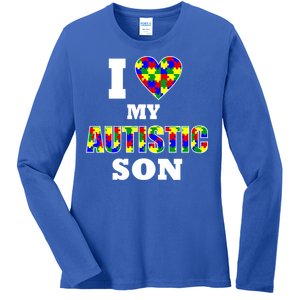 I Love My Autistic Son Autism Ladies Long Sleeve Shirt