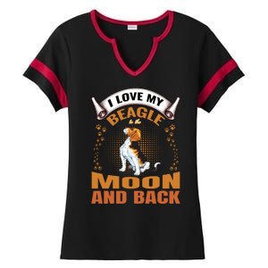 I Love My Beagle To The Moon and Back Ladies Halftime Notch Neck Tee