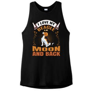 I Love My Beagle To The Moon and Back Ladies PosiCharge Tri-Blend Wicking Tank