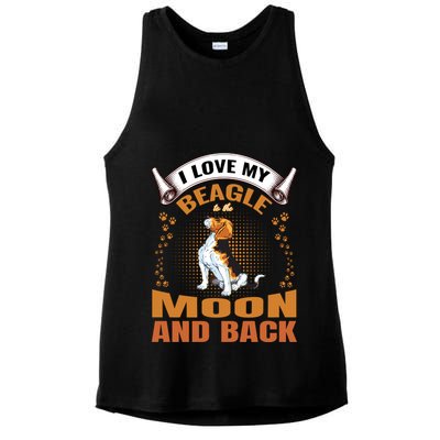 I Love My Beagle To The Moon and Back Ladies PosiCharge Tri-Blend Wicking Tank