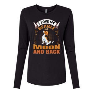 I Love My Beagle To The Moon and Back Womens Cotton Relaxed Long Sleeve T-Shirt