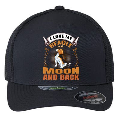 I Love My Beagle To The Moon and Back Flexfit Unipanel Trucker Cap