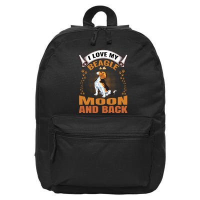 I Love My Beagle To The Moon and Back 16 in Basic Backpack