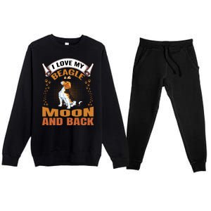 I Love My Beagle To The Moon and Back Premium Crewneck Sweatsuit Set