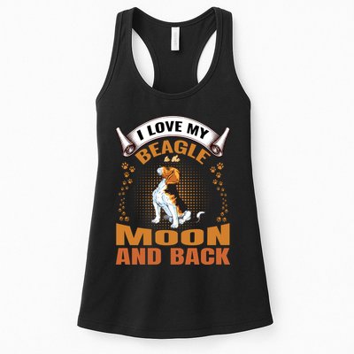 I Love My Beagle To The Moon and Back Womens Tank Top