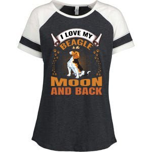 I Love My Beagle To The Moon and Back Enza Ladies Jersey Colorblock Tee