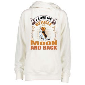 I Love My Beagle To The Moon and Back Womens Funnel Neck Pullover Hood