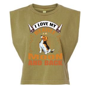 I Love My Beagle To The Moon and Back Garment-Dyed Women's Muscle Tee