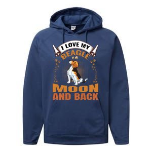 I Love My Beagle To The Moon and Back Performance Fleece Hoodie