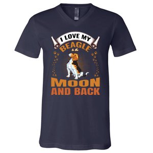 I Love My Beagle To The Moon and Back V-Neck T-Shirt