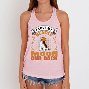 I Love My Beagle To The Moon and Back Women's Knotted Racerback Tank