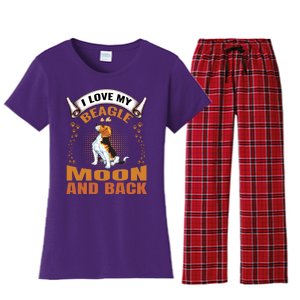 I Love My Beagle To The Moon and Back Women's Flannel Pajama Set