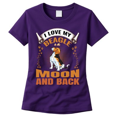 I Love My Beagle To The Moon and Back Womens T-Shirt